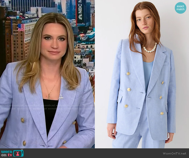 J. Crew Bristol Blazer in stretch linen blend worn by Ellison Barber on NBC News Daily