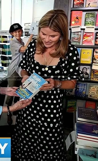 Jenna’s black polka dot puff sleeve dress on Today