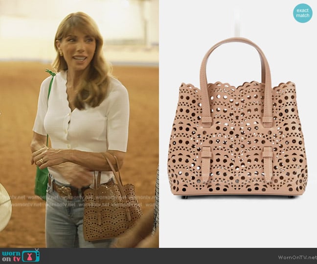 Alaia 20 Vienne Wave Leather Tote Bag worn by Jennifer Flavin Stallone on The Family Stallone