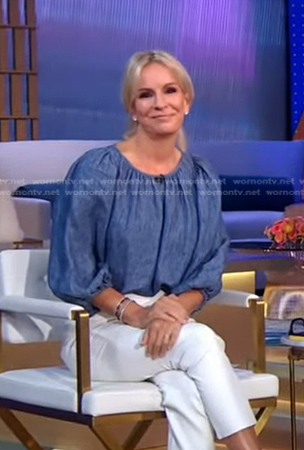 Jennifer’s blue puff sleeve top on Good Morning America