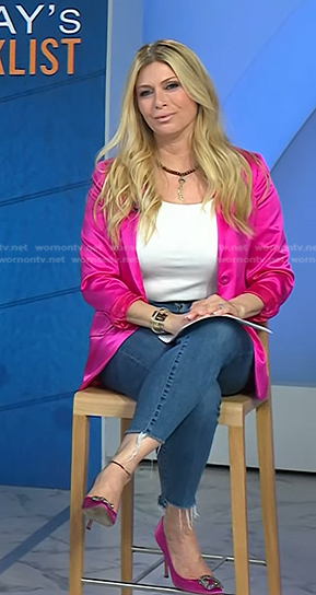 Jill’s pink satin blazer and pumps on Today