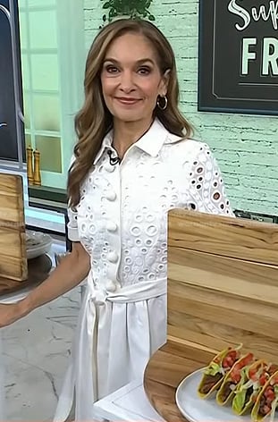 Joy Bauer’s white eyelet mini shirtdress on Today