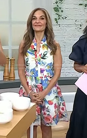 Joy Bauer’s white floral sleeveless mini dress on Today