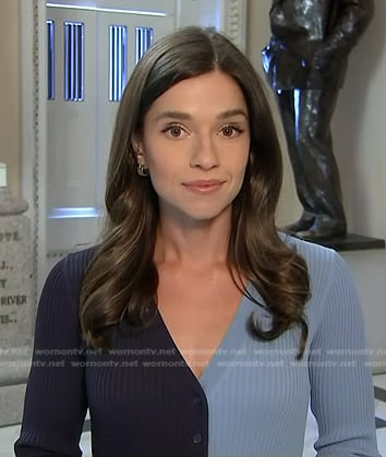 Julie Tsirkin’s blue colorblock ribbed dress on NBC News Daily