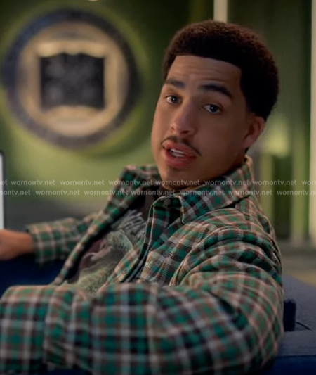 Junior’s green plaid shirt on Grown-ish
