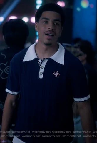 Junior’s navy contrast polo on Grown-ish