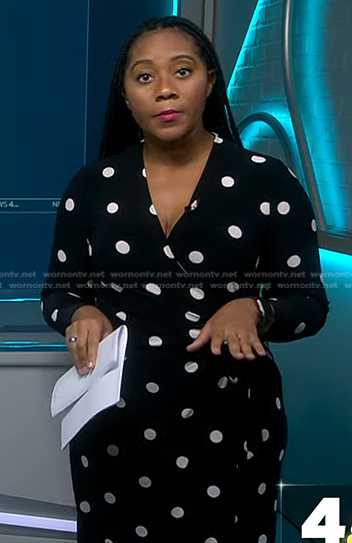Kay Angrum’s black polka dot dress on NBC News Daily