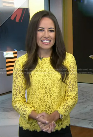 Kaylee’s yellow floral lace top on Today