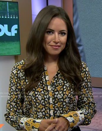 Kaylee’s yellow printed button down blouse on Today