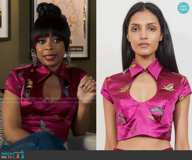 Kim Shui Butterfly Crop Top worn by Renee Ross (Bresha Webb) on Run the World
