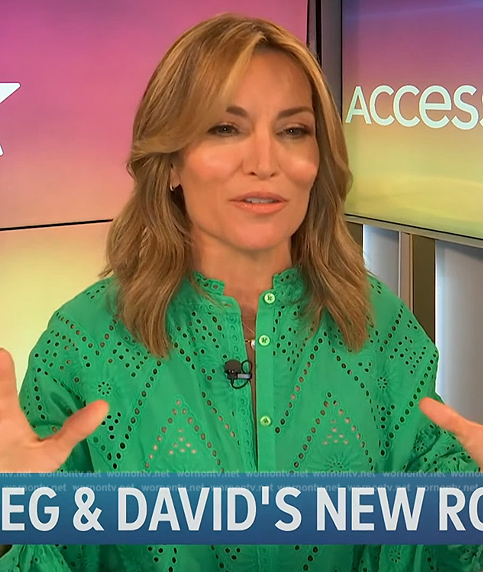 Kit’s green eyelet blouse on Access Hollywood