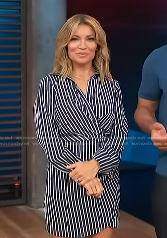 Kit’s white and navy striped shirtdress on Access Hollywood