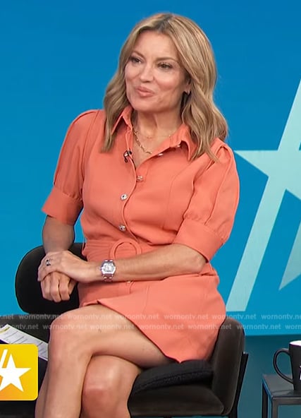Kit’s coral belted dress on Access Hollywood