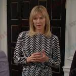 Kristen’s black and white zig zag mini dress on Days of our Lives
