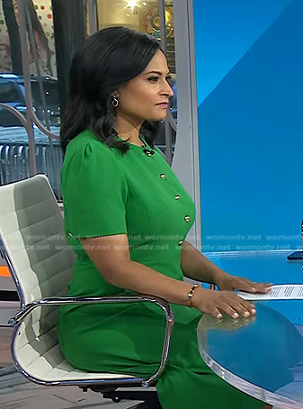 Kristen’s green button front dress on Today