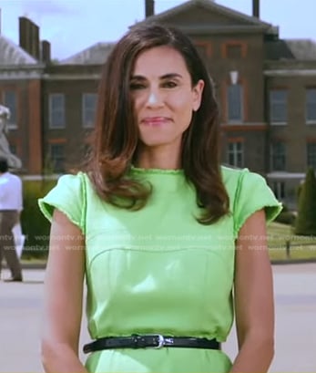 Lama Hasan’s green cap sleeve dress on Good Morning America