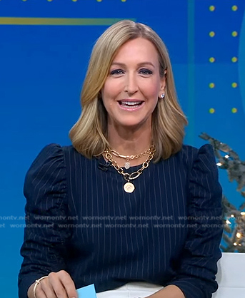 Lara’s navy pinstripe top on Good Morning America