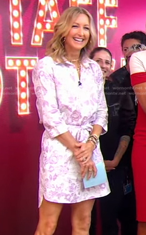 Lara’s white and lilac floral dress on Good Morning America