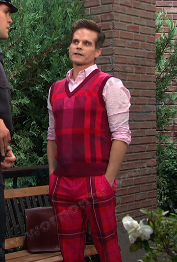 Leo’s pink plaid knit vest and pants on Days of our Lives