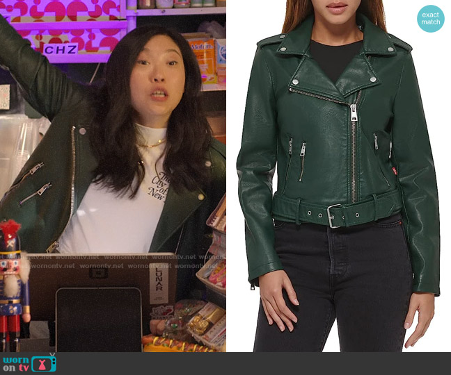 Levis Faux-leather Moto Jacket In Pine Grove worn by Nora Lum (Awkwafina) on Awkwafina is Nora From Queens