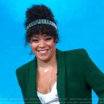 Lilli Cooper’s green pant suit on Good Morning America