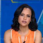 Linsey’s orange contrast trim sleeveless top on Good Morning America