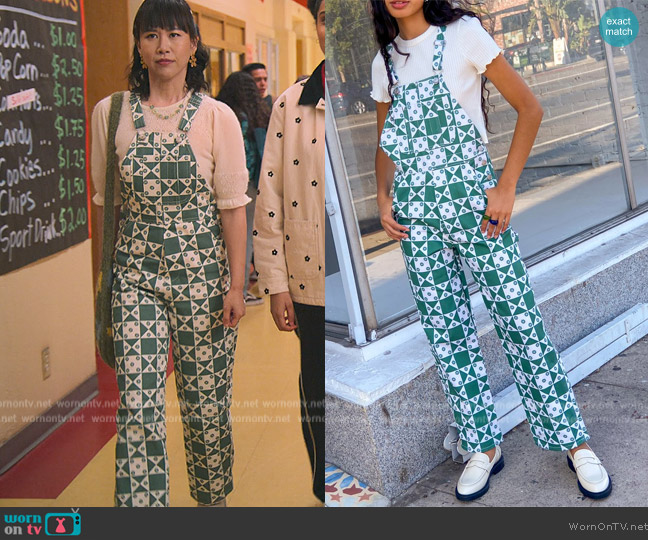 Lisa Says Gah Printed Overalls worn by Eleanor Wong (Ramona Young) on Never Have I Ever
