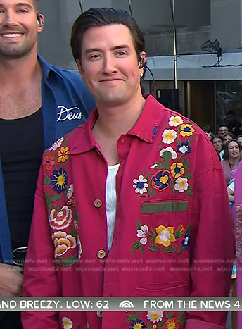 Logan Henderson’s red floral embroidered shirt on Today