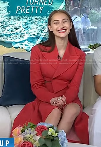 Lola Tung’s red cropped blazer and skirt on Today