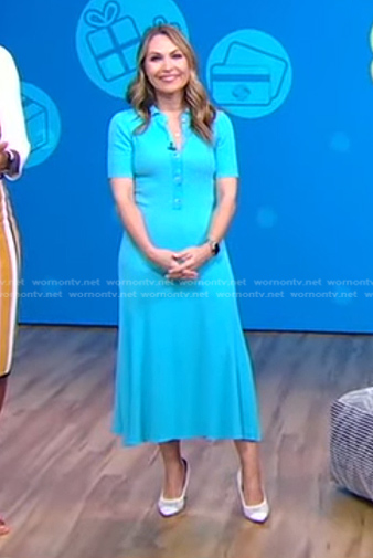 Lori’s blue ribbed polo dress on Good Morning America