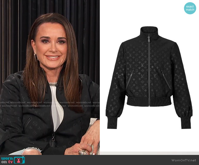 Louis Vuitton Embossed Monogram Zip-Up Jacket worn by Kyle Richards on E! News