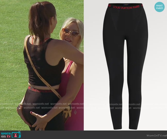 Louis Vuitton Shiny Insert Leggings worn by Heather Dubrow on The Real Housewives of Orange County