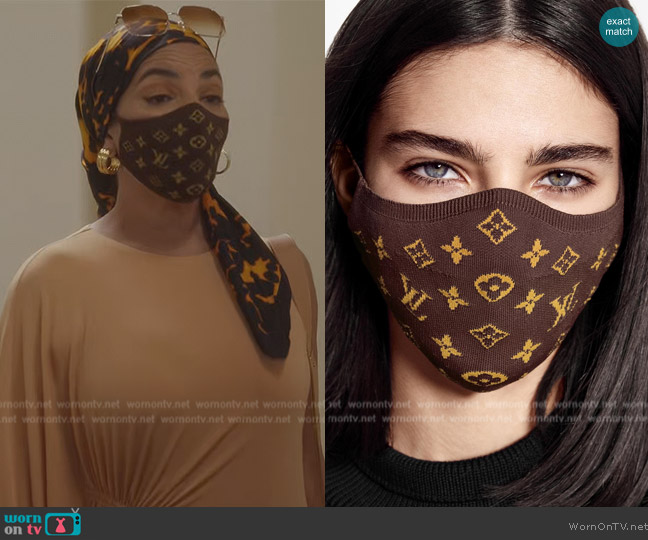 Louis Vuitton Knit Face Mask worn by Seema Patel (Sarita Choudhury) on And Just Like That