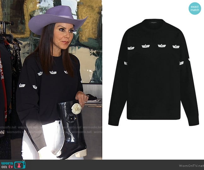 Louis Vuitton Logo Print Sweater worn by Heather Dubrow on The Real Housewives of Orange County