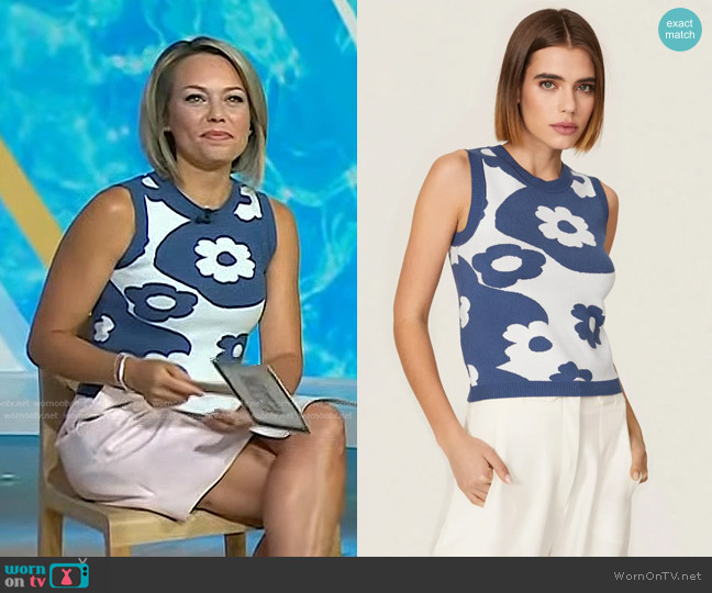 Louna Blue Floral Knit Tank worn by Dylan Dreyer on Today