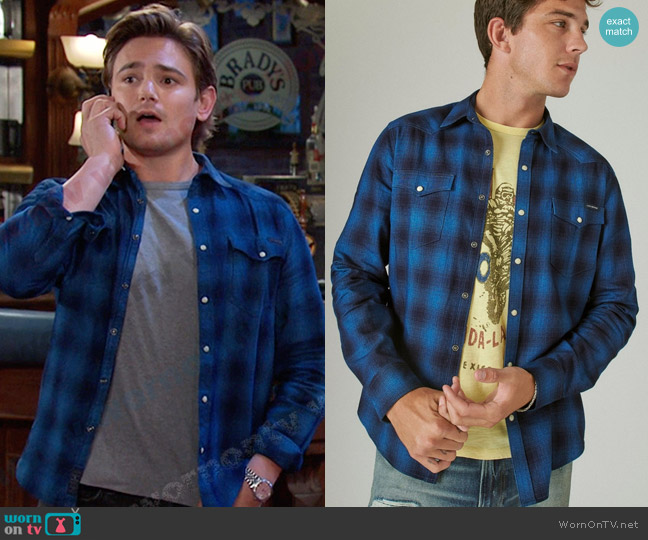 Lucky Brand Mesa Plaid Western Shirt worn by Johnny DiMera (Carson Boatman) on Days of our Lives
