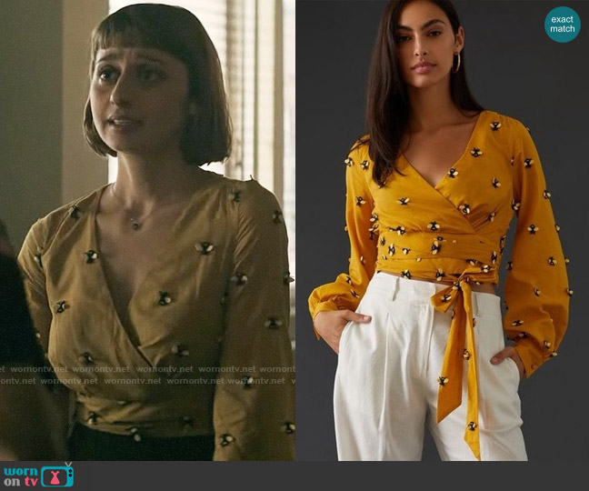 Maeve Long-Sleeve Wrap Top worn by Chrissy Beppo (Sofia Hasmik) on Superman and Lois