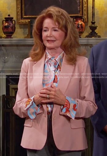 Maggie’s printed button down blouse on Days of our Lives