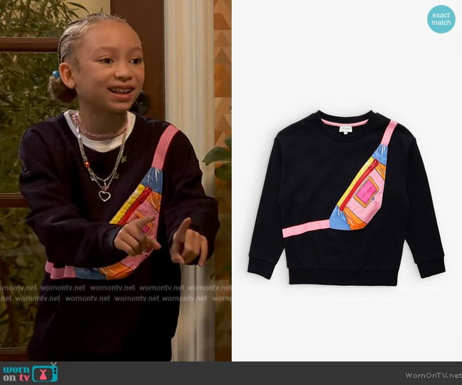 Marc Jacobs pouch-pocket cotton sweatshirt worn by Alice Baxter (Mykal-Michelle Harris) on Ravens Home