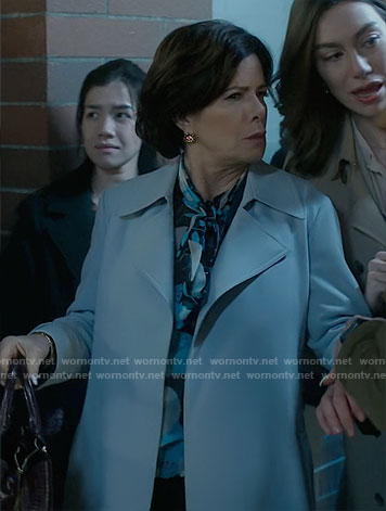 Margaret’s light blue coat on So Help Me Todd