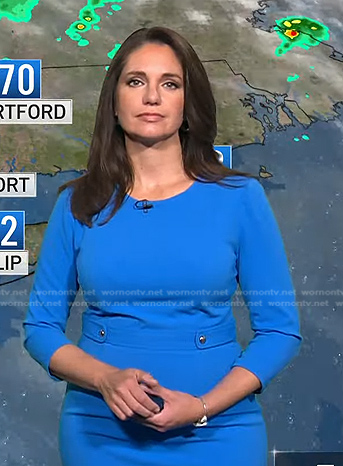 Maria’s blue button detail sheath dress on Today