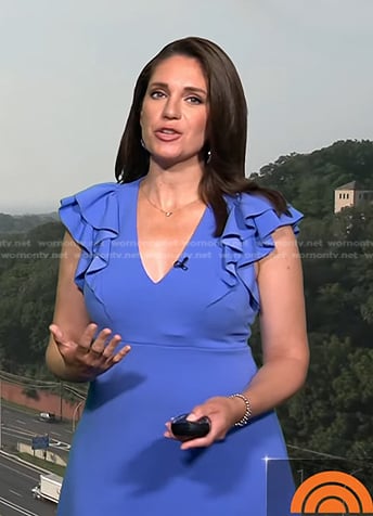 Maria’s blue ruffle v-neck dress on Today