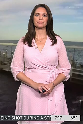 Maria’s pink polka dot wrap dress on Today