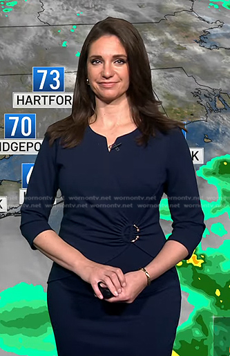 Maria’s navy ring waist detail sheath dress on Today