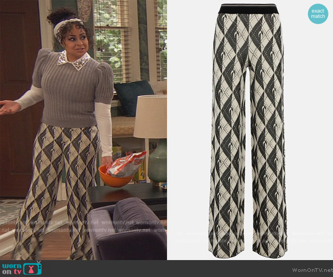 Marine Serre Royal Moon Carreaux knit pants worn by Raven Baxter (Raven-Symoné) on Ravens Home