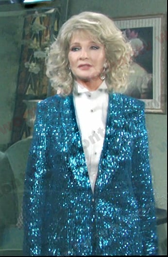 Charlemagne’s blue sequin suit on Days of our Lives