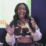 Marlo’s rainbow print cropped jacket and leggings on The Real Housewives of Atlanta
