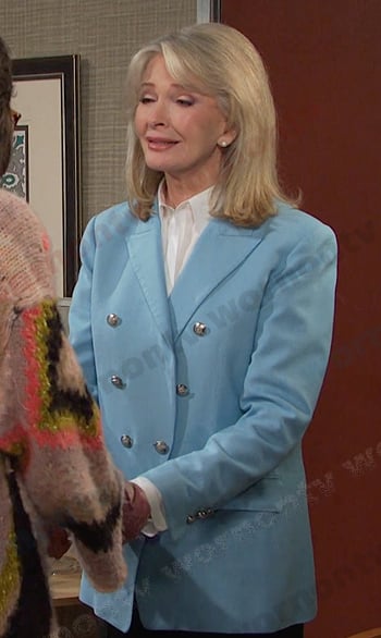 Marlena’s light blue double breasted blazer on Days of our Lives