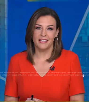 Mary’s red v-neck seam dress on Good Morning America