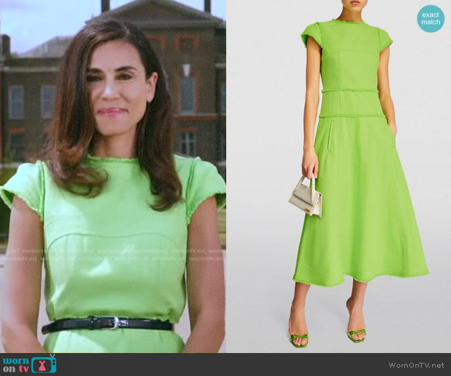 Me + Em Cap-Sleeved Midi Dress in Bright Fern worn by Lama Hasan on Good Morning America